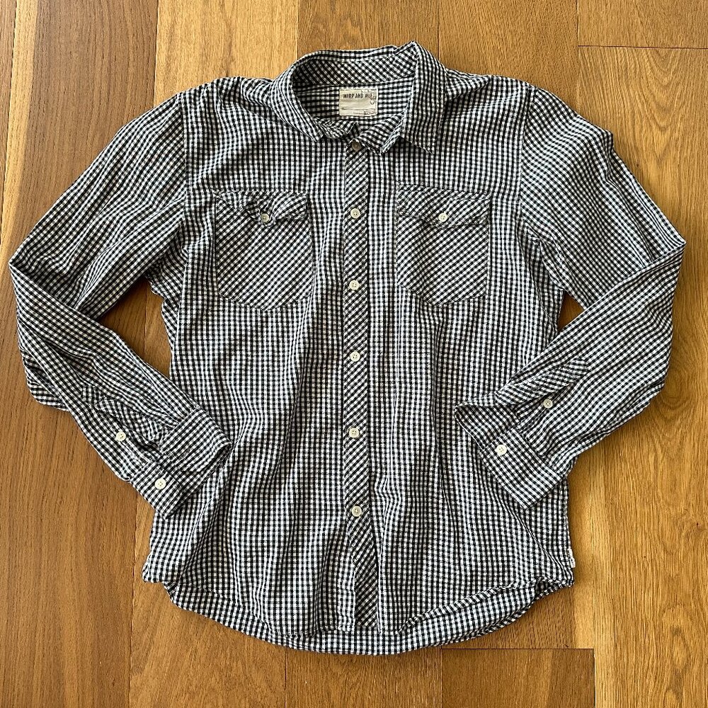 Warp And Weft Black Checkered Long Sleeve Button Down Shirt XL